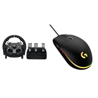 Logitech G G920 Driving Force Racing Wheel and Floor Pedals, Real Force Feedback & 03 LIGHTSYNC Gaming Mouse with Customizable RGB Lighting, 6 Programmable Buttons, Gaming Grade Sensor