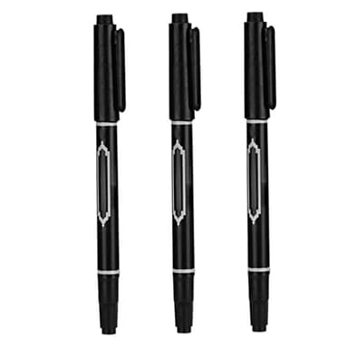 Kalastussaari Temporary Tattoo Markers, 3Pcs Tattoo Stencils, Fine Point Body Ink Pen, Double Head Pens for Body & Face Art(Black)
