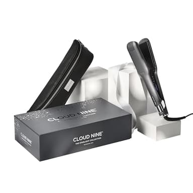 CLOUD NINE The New Wide Iron Hair Straightener Starlight Collection Grey | Variable Temperature Control | Revive Mode Mineral-Infused Plates | Digital Display 360° Swivel Cord | Shiny Sleek Results