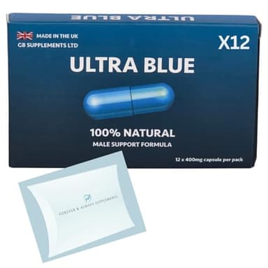 12 X Ultra Blue for Men high Strength Bundle, 100% Natural Supplement for Men! Male Support Formula! 7 Powerful Ingredients Maca, Korean Ginseng & More