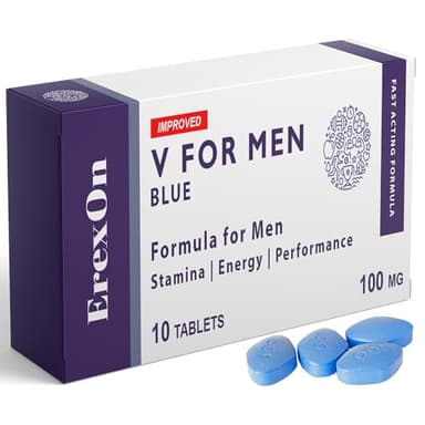 ErexOn V for Men - 10 Blue Tablets - Herbal Supplement for Men - Strong Effect - Mens Health Support Tablets - Performance & Enhancement - Maca, Glycine, Korean Ginseng and Zinc