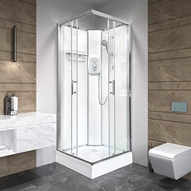 Vidalux Pure E Square 800 x 800 White Electric Shower Cabin STD 8.5KW