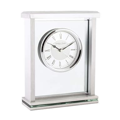 London Clock Silver Flat top Mantel Clock, 21 x 16.5 x 6cm