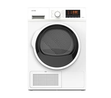 HYE Tumble Dryer - Condenser Tumble Dryer, 8kg Drum Capacity, Freestanding & Compact Design, White, 30 Minute Dry & Special Fabric Settings, Perfect For Apartments And Small Homes - D01CD08W13