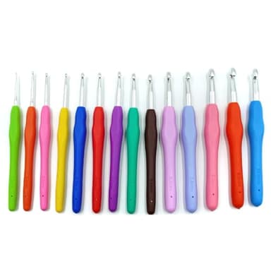 Crochet Hooks Set, 14 Pcs Ergonomic Soft Grip Crochet Needles for Beginners & Arthritic Hands, Perfect for UK Craft Lovers