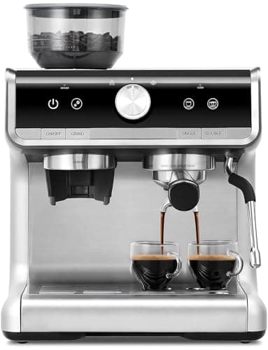Bean to Cup Coffee Machine - Espresso Coffee Machine with Integrated Conical Burr Grinder, 20 Bar Pressure & Milk Frother Wand for Barista-Quality Espresso, Latte & Cappuccino, 2.8L Large Water Tank