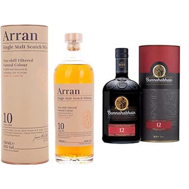The Arran Malt Aged 10 Years Single Malt Scotch Whisky, 700ml & Bunnahabhain 12 Year Old Islay Single Malt Scotch Whisky, 70 cl | Sherry Finish Whisky
