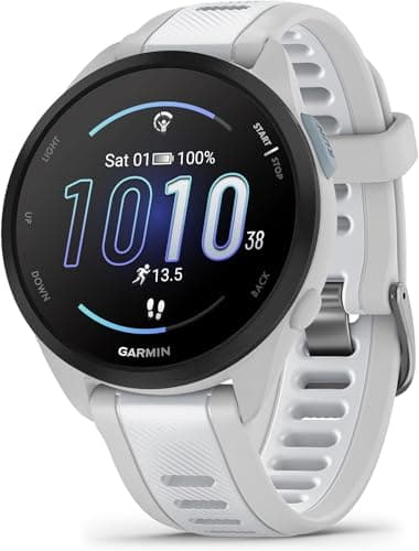 Garmin [Renewed Forerunner 165, Easy to Use Lightweight GPS Running Smartwatch, AMOLED, Advanced Training and Insights,Safety and Tracking, Up to 11 days Battery Life, Mist Grey/Whitestone (Renewed)