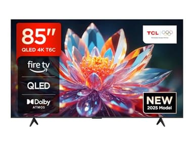 TCL 85T6C-UK 85” QLED 4K HDR TV, Fire TV (Smart TV with Dolby Vision & Atmos, HDR10+, Press & Ask Alexa, 2025 New Model)