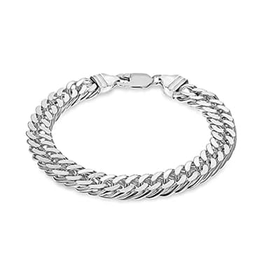 Tuscany Silver Men's Sterling Silver 10mm Diamond Cut Double Curb Bracelet of 20cm/8"