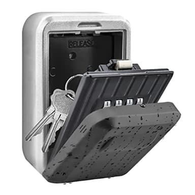 BenRich Key Safe Wall Mounted Outdoor, Key Storage Box with 4 Digit Resettable Combination Lock, Fireproof and Weatherproof Metal Lockbox for Home, Garage, Shed, Office, Car