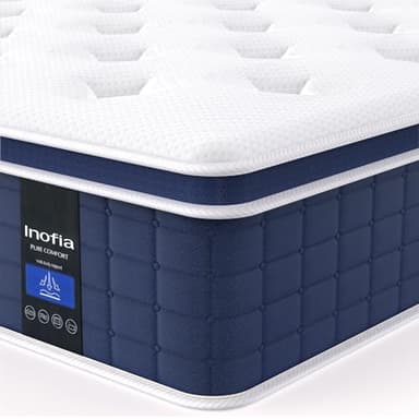 Inofia Super King Mattress,12 Inch Memory Foam Sprung Mattress 6FT,Sleep Cool and Supportive,Pressure Relieving Airy Comfort Foam,Hybrid Mattress,The Aire Collection(180x200x30cm Medium Firm)