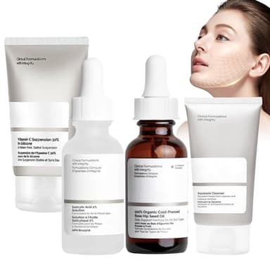 FEXPDL 4PCS Skincare Set Womens,Skincare Set Gifts for Teenagers Girls Beauty Gifts Set with Hyaluronic Acid 2% + B5,Squalane Cleanser,Eye Serum and Natural Moisturizing Factors and HA