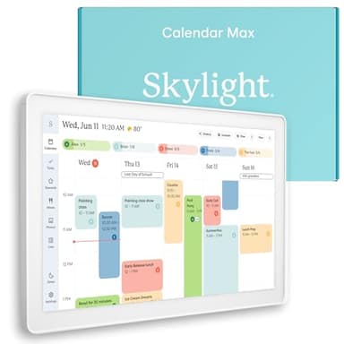 Skylight Calendar Max: 27-Inch Smart Digital Calendar & Chore Chart, Family Organizer with Interactive Touchscreen Display – Wall Mountable in Portrait or Landscape, Classic White Frame