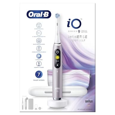 Oral-B iO9 Electric Toothbrushes For Adults, App Connected Handle, 1 Toothbrush Head, Charging Travel Case, 7 Modes, Teeth Whitening, 2 Pin UK Plug, Special Edition