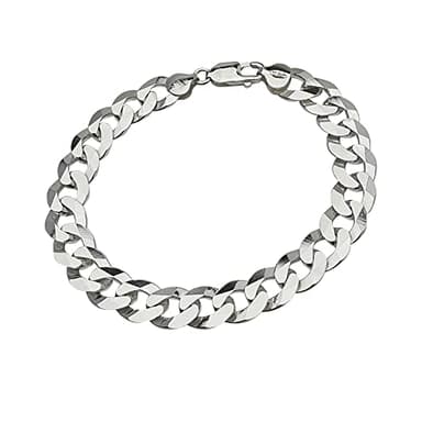 Treasure Bay Men's Silver Chain Bracelet - Chunky 10.5mm Italian Silver Curb Chain - 925 Sterling Silver Curb Chain Bracelet For Men Gent - Length: 19.5cm, 21.5cm and 23cm (19.50, Centimetres)