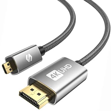 Silkland Micro HDMI to HDMI Cable 0.3M, 4K@60Hz, Supports Ethernet, 3D, HDR and ARC, Micro HDMI Cable Compatible with GoPro Hero 9/8/7/6/5, Raspberry Pi 5 4, Sony Camera A6300 A6400（Not Mini HDMI）