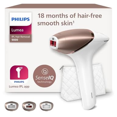 Philips Lumea IPL Hair Removal 9000 Series - Hair Removal Device with SenseIQ Technology, 3 Attachments for Body, Face, and Precision, Cordless Use (Model BRI955/00)