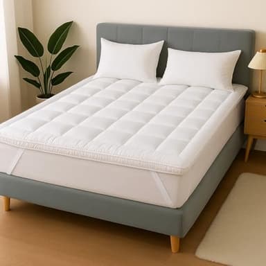 Gift Hub Mattress Topper Small Double Bed 10 cm | Soft & Fluffy Quilted Microfiber Mattress Protector | Firm, Foldable, Comfortable & Hypoallergenic Bed Topper with Elastic Straps | 122 x 190 x 10cm