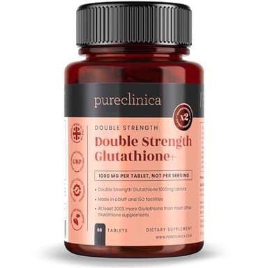 Pureclinica Glutathione 1000mg x 60 Tablets. with 500mg Glutathione, 300mg ALA, and 200mg Vitamin C per Tablet