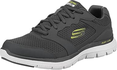 Skechers Men's Flex Advantage 4.0 Sneaker, Charcoal Leather Mesh Pu Trim, 9 UK
