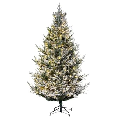 Christmas Tree World | 7ft Artificial Pre-lit Frosted Ultra Mountain Pine | Natural and Realistic Look with Bushy and Luxury Quality PVC Tips | Easy to Assemble and Take Down | 140cm Diameter