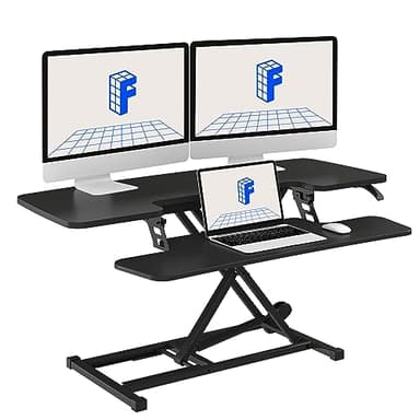 FLEXISPOT Standing Desk Converter Sit to Stand up Desk Riser with Dual Monitor and Laptop, Height Adjustable Computer Workstation with Wide Keyboard Tray, Black