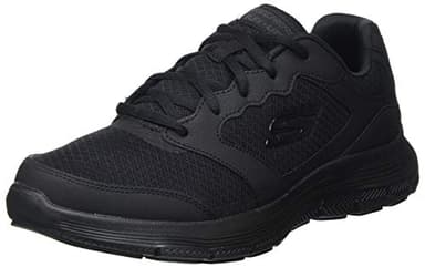 Skechers Men's Flex Advantage 4.0 Sneaker, Black Leather Mesh Pu Black Trim, 10 UK