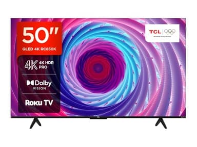 TCL 50RC650K 50-inch QLED Pro Television, 4K Ultra HD, Roku TV (Smart TV with Dolby Vision & Audio, HDR 10+, compatible with Google assistant & Alexa)