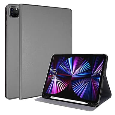 TECHGEAR iPad Pro 11" 2022/2021 Smart Case [Pencil Compatible] Slim Smart Case Fold Stand Cover with Corner Protection [Auto Wake/Sleep] for iPad Pro 11 Inch 4th & 3rd Generation - Grey