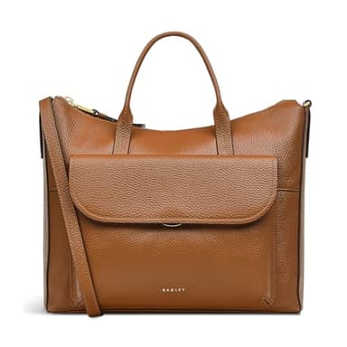RADLEY London Colebrook Close Medium Ziptop Top Handle Bag for Women, in Indus Tan Grained Leather with Grab Handles
