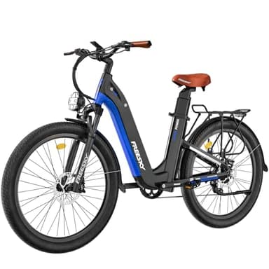 FREESKY Electric Bike, Dual Battery 48V 30A, 120 Miles(190KM) Long Range, Step-Thru ebike for Adults with 7-Speed Electric Bicycle Torque Sensor Full Suspension E-bike Commuting City Beach Snow