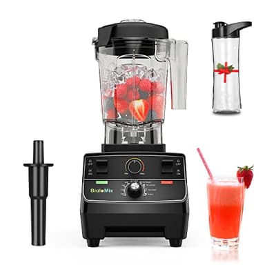 BioloMix Professional Blender Smoothie Mixer with 2L BPA Free Pitcher, Smart Timer And Pre-programed Peak 2200W Power Mixer 8 Blades for/Ice/Smoothie/Frozen Dessert/Hot Soup/Nuts (Black, T5300)