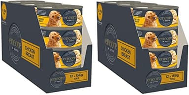 Encore 100% Natural Dog Food Tin 156g, Chicken Breast with Rice, Pack of 12 x 2 (24 Tins Total) Bundle Pack