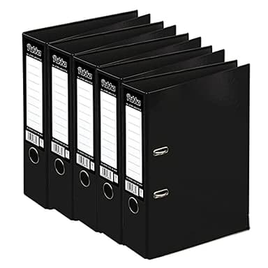 ED 5 x Pukka A4 Glossy 2-Ring Lever Arch File School Work Office 75mm Spine File Organiser (Black)