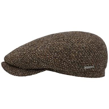Stetson Belfast Tweed Flat Cap - Flat caps for Men - Peaked Wool Cap - Winter Cap with Cotton Lining - Fall/Winter Wool Cap - Men's Cap Brown 62 cm
