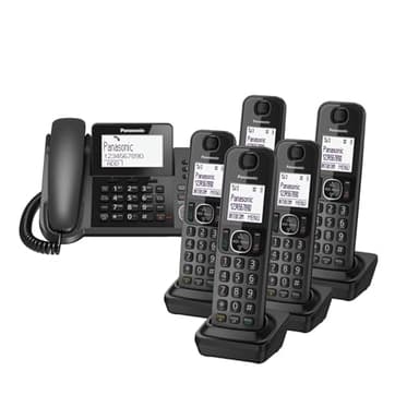 Panasonic KX-TGF326 Corded and Five Cordless Handsets Home office Telephone Kit with Answerphone and Nuisance Call Blocker