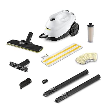 Kärcher SC 3 EasyFix Steam Cleaner, Steam Pressure: Max. 3.5 Bar, Heating Time: 30 s, Power: 1,900 W, Surface Power: 75 m², Tank: 1 L, with Descaling Cartridge, Floor Cleaning Kit and Nozzles, White