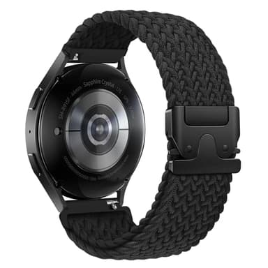Joehwerr Compatible for Samsung Galaxy Watch 7 6 5 4 Strap 40mm 44mm 45mm/Watch 6 4 Classic 4 42mm 46mm 43mm 47mm/Active 2, Parachute Buckle 20mm Braided Stretchy Nylon Sport Band, Black