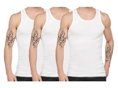 Bahob® New Mens Vest Multi Pack Lot Basic Regular Fitted Cotton Tank Top Athletic Soft Assorted Pack of 3 (3 Pack White Large)