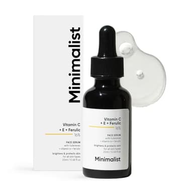 Minimalist 16% Vitamin C Serum With Vitamin E & Ferulic Acid to Enhance Brightness, White, 20 ml (Pack of 1)
