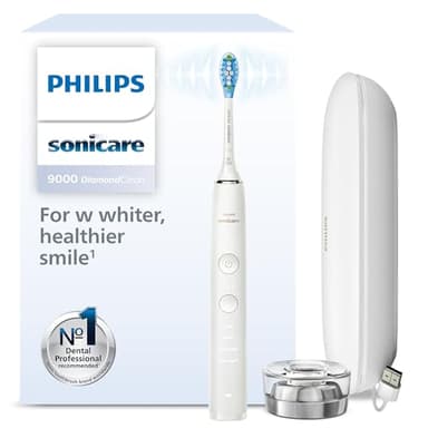 Philips Sonicare DiamondClean Series 9000 Electric Toothbrush - Sonic Brush, Cleaner Teeth and Gums, 1 X C3 Premium Plaque Control Brush Head (Model HX9911/63), White