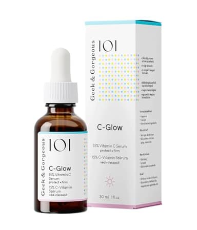 Geek & Gorgeous 101 C-Glow - 15% Vitamin C Serum, super-light + Ferulic acid & vitamin E, gives environmental protection, boost collagen & evens skin tone - all skin types, 30ml