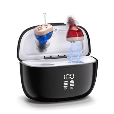 Rechargeable Sound Device with Charging Case- Auto Turn on/Off & Noise Cancellation Function,Clear Sound & Adjustable Volumes