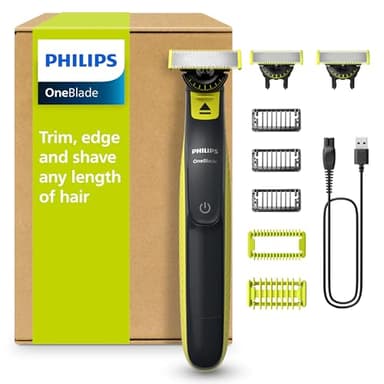 Philips OneBlade Hybrid 360 Blade Technology Electric Shaver for Face & Body, Beard Trimmer/Groomer with 3 x 360 Blade, 3 x Stubble Comb (1,3,5mm) & 1x Body Kit, Model QP2824/31