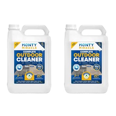 Monty Miracle® Outdoor Cleaner, 5 Litre. Clean & Rejuvenate your Patio, Decking, Fencing, Paths, Driveway, Render & More - Results in 6-10 Minutes! Slip free & eco - conscious. (Offer for 2)