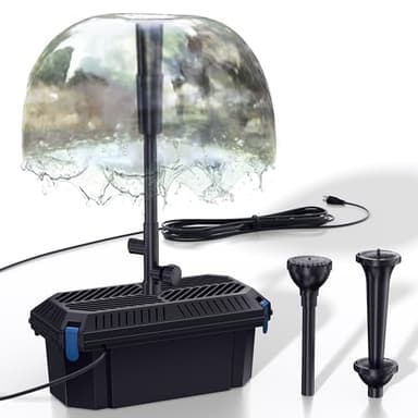Biling Koi Pond Filter Box with 2400 L/H 40W Water Pump, 3 Fountain Heads for Ponds up to 3,000L