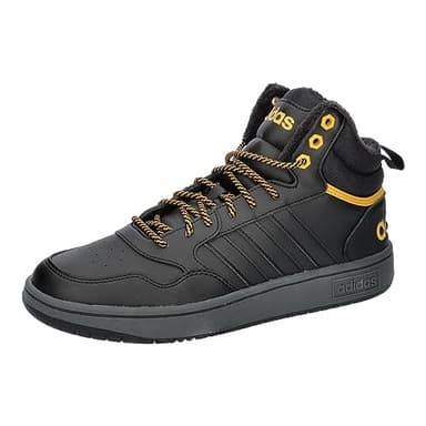adidas Men's Hoops 3.0 Mid Lifestyle Basketball Classic Fur Lining Winterized Shoes, core Black/core Black/preloved Yellow, 9 UK