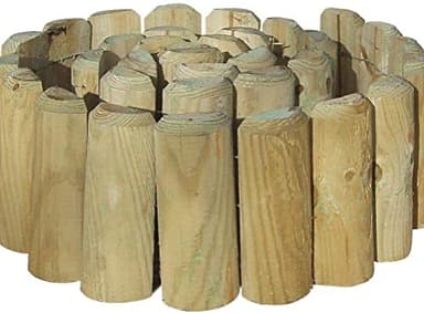 PaMeer-Natural Wooden Border Edging, Roll Log Roll Border Edging, Flexible Garden Borders Edging, Garden Fence, Lawn Edging Border Wooden 1.8m x 15cm