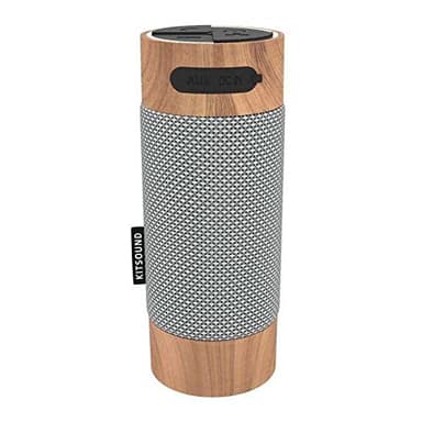 KitSound KSDIGGIT Diggit Outdoor Freestanding Bluetooth Garden Speaker with Removable Stake, Silver/Wood